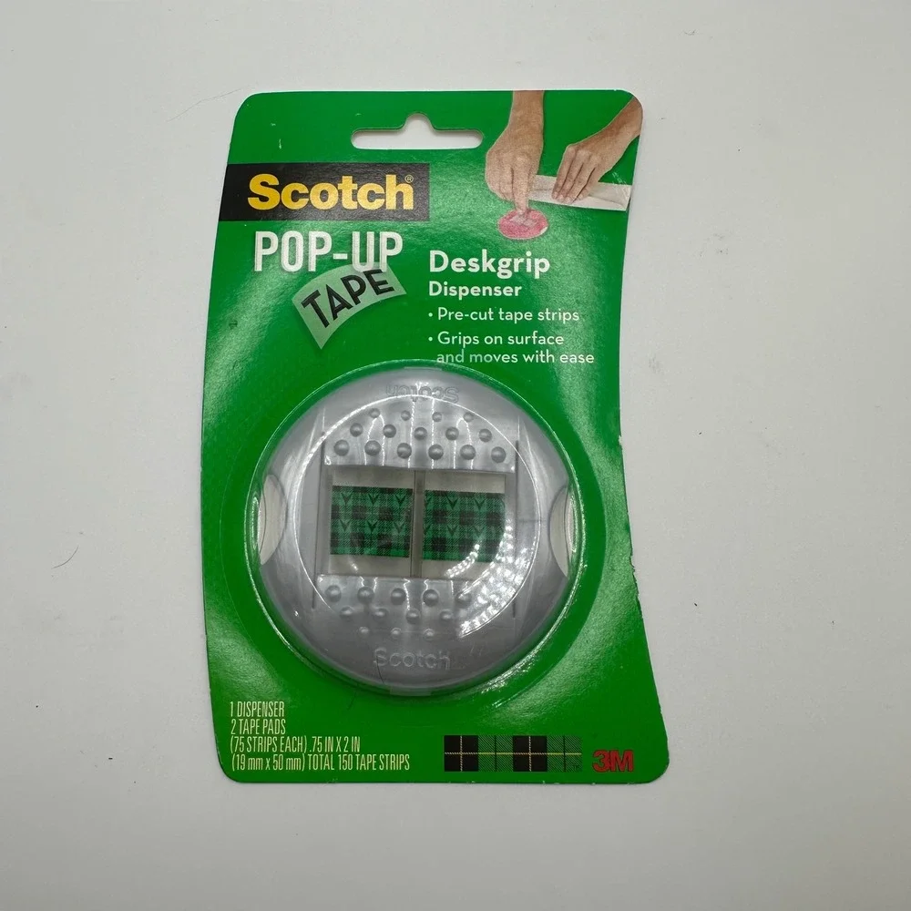 Scotch Pop Up Tape Desk‎ Dispenser Gray Includes 2 Tape Pads 150 Strips Total